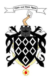Teceangl Bach's arms - Sable, seven mascles conjoined three, three, and one argent.