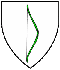 Argent, a bow reversed vert