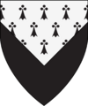 Arms: Per chevron inverted, ermine and sable.