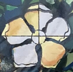 Badge of the award the Grace of An Tir. From the scroll for Sir Richard Fitzalan, August 2025. Painted by Eden the Mad.