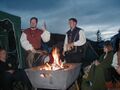 Camp fire in Clan Carn encampment, with John de Percy.