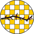 Badge with red thorns variant, round version.