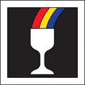 Badge: Sable, issuant to chief from a cup argent a rainbow throughout proper, a bordure argent.